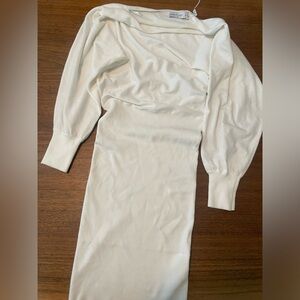 Petal & Pup White Olea Sweater Knit Ribbed Long Sleeve Mini Dress 2